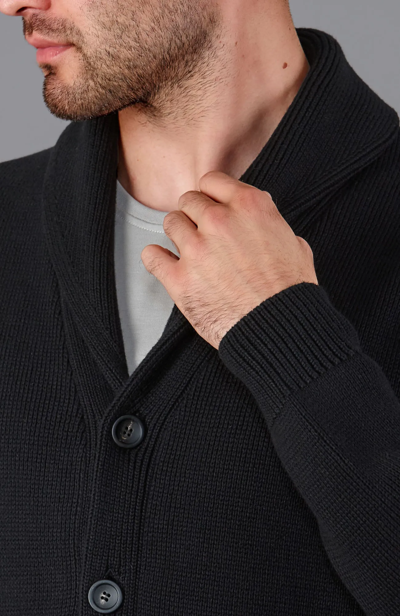 Mens Midweight Cotton Shawl Collar Cardigan