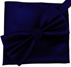 Midnight Blue [Diamond Shape Print] - Bow Tie and Pocket Square Matching Set