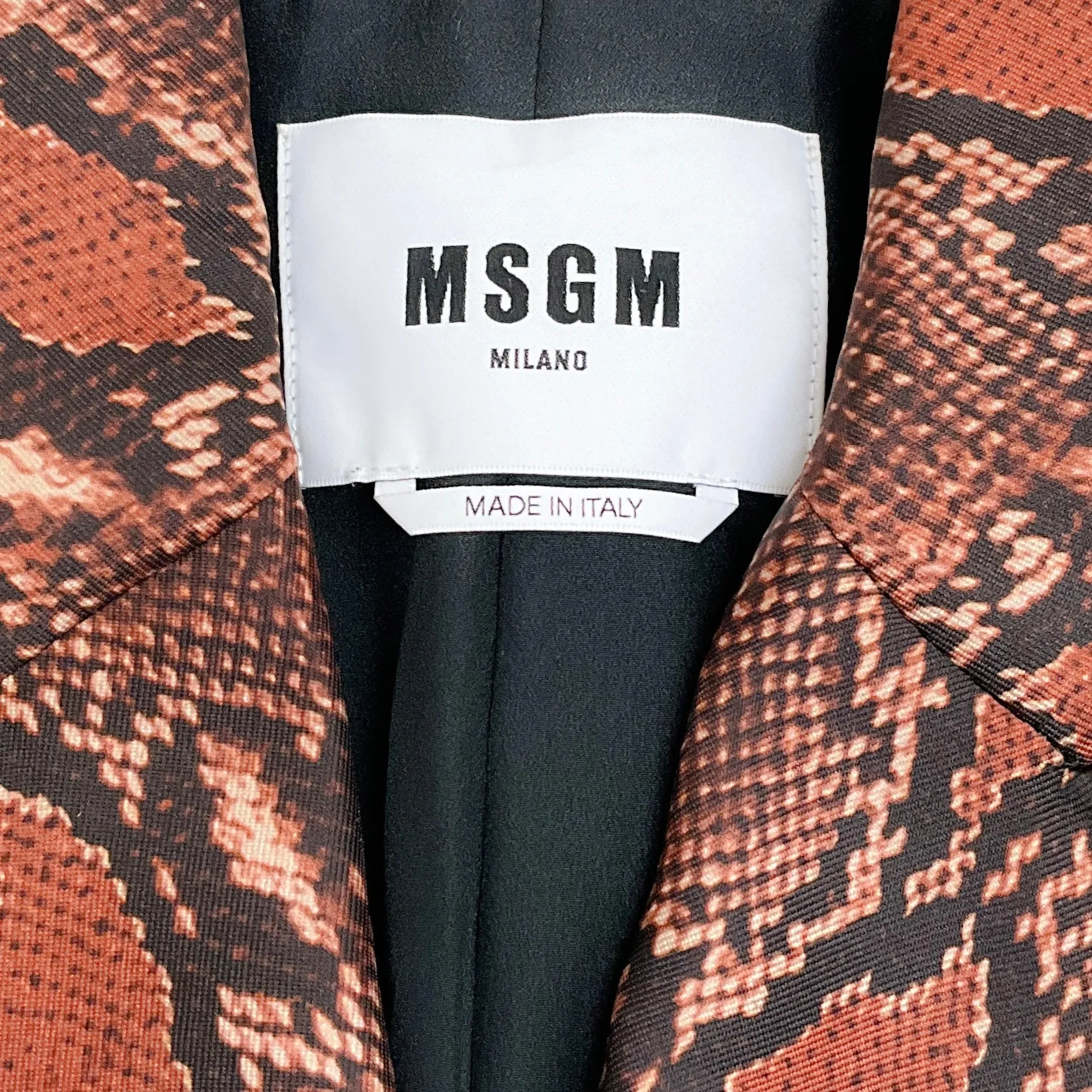 MSGM Brown Snake Print Double Breasted Blazer