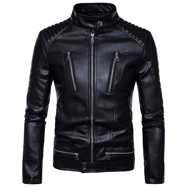 New Brand Jacket Punk Multi Design Style Motorcycle Biker Leather Jacket Men Fashion Skull Leather Coats Male Bomber Jacket 5XL