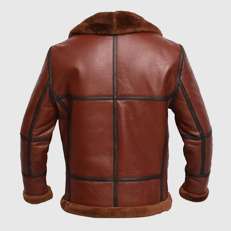 New Premium Men's RAF British Shearling Aviator Leather Jacket