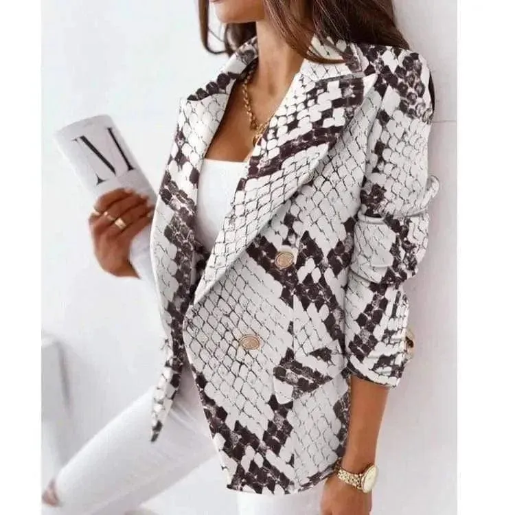 New Style Long-Sleeved Double-Breasted Fashion Print Suit