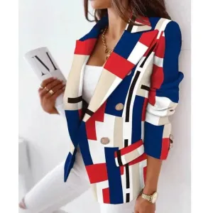 New Style Long-Sleeved Double-Breasted Fashion Print Suit