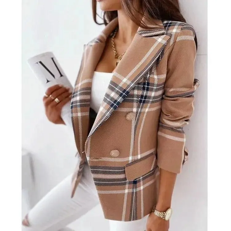 New Style Long-Sleeved Double-Breasted Fashion Print Suit