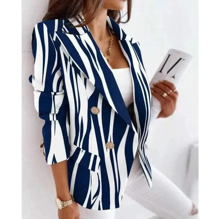 New Style Long-Sleeved Double-Breasted Fashion Print Suit