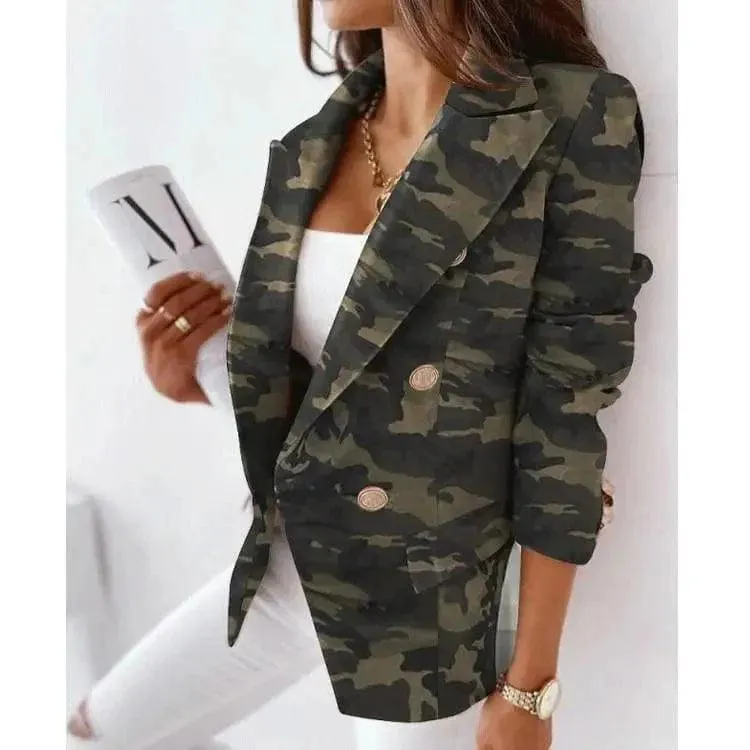 New Style Long-Sleeved Double-Breasted Fashion Print Suit