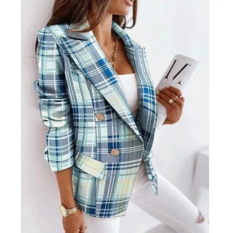 New Style Long-Sleeved Double-Breasted Fashion Print Suit