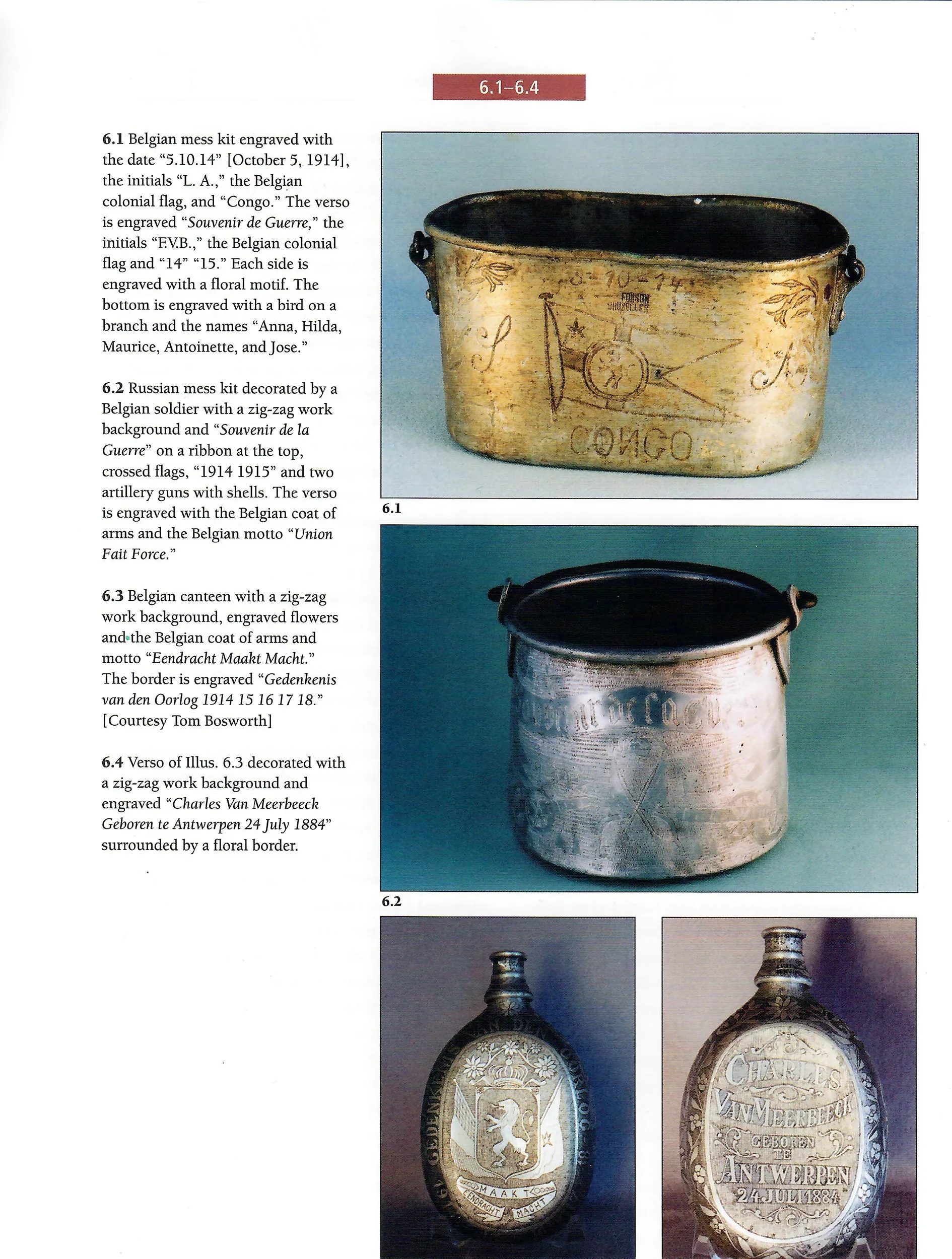 Original Belgian WWI Engraved Mess Kit Trench Art Dated 1914 - Featured In The Book “Trench Art, An Illustrated History” by Jane Kimball on Page 224