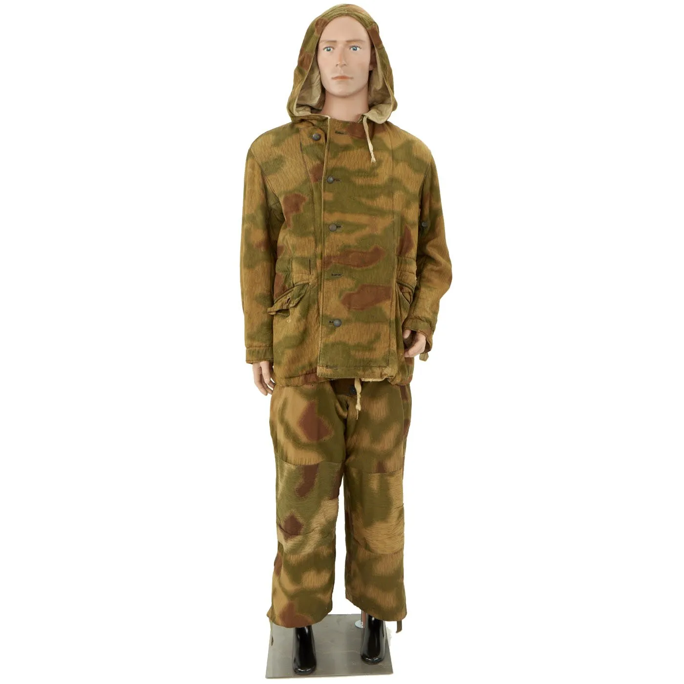 Original German WWII Tan Water Camouflage Pattern Reversible Winter Parka with Pants