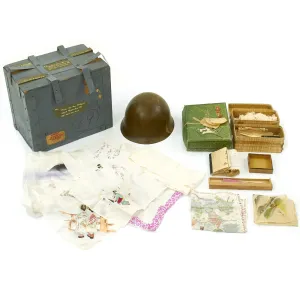 Original Japanese WWII U.S. Navy Send Home Box with Type 90 Helmet and Mementos