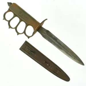 Original U.S. WWI Model 1918 Mark I Trench Knife by L. F. & C. with 1918 dated Steel Scabbard