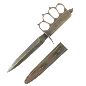 Original U.S. WWI Model 1918 Mark I Trench Knife by L.F. & C. with Steel Scabbard in Excellent Condition