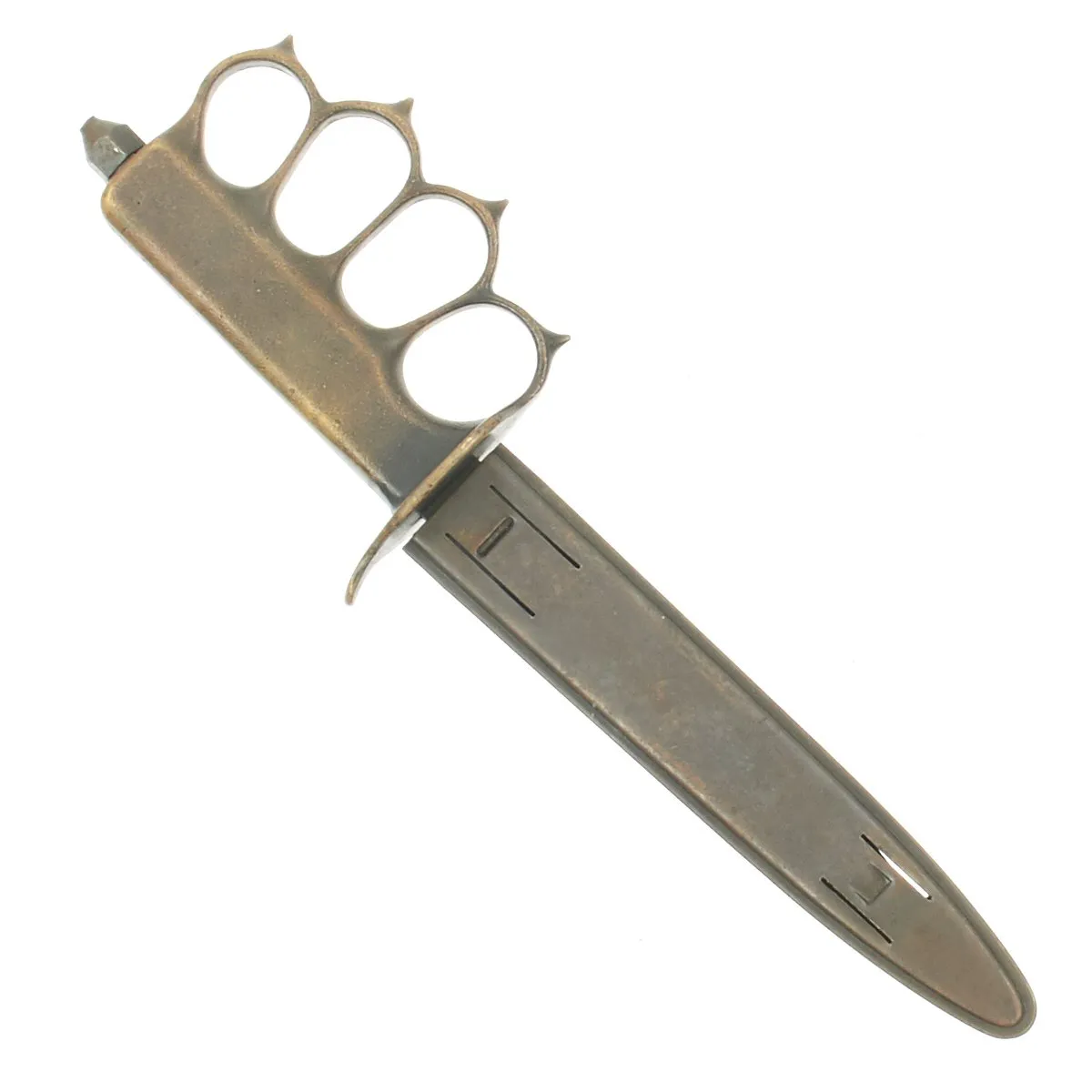 Original U.S. WWI Model 1918 Mark I Trench Knife by L.F. & C. with Steel Scabbard in Excellent Condition