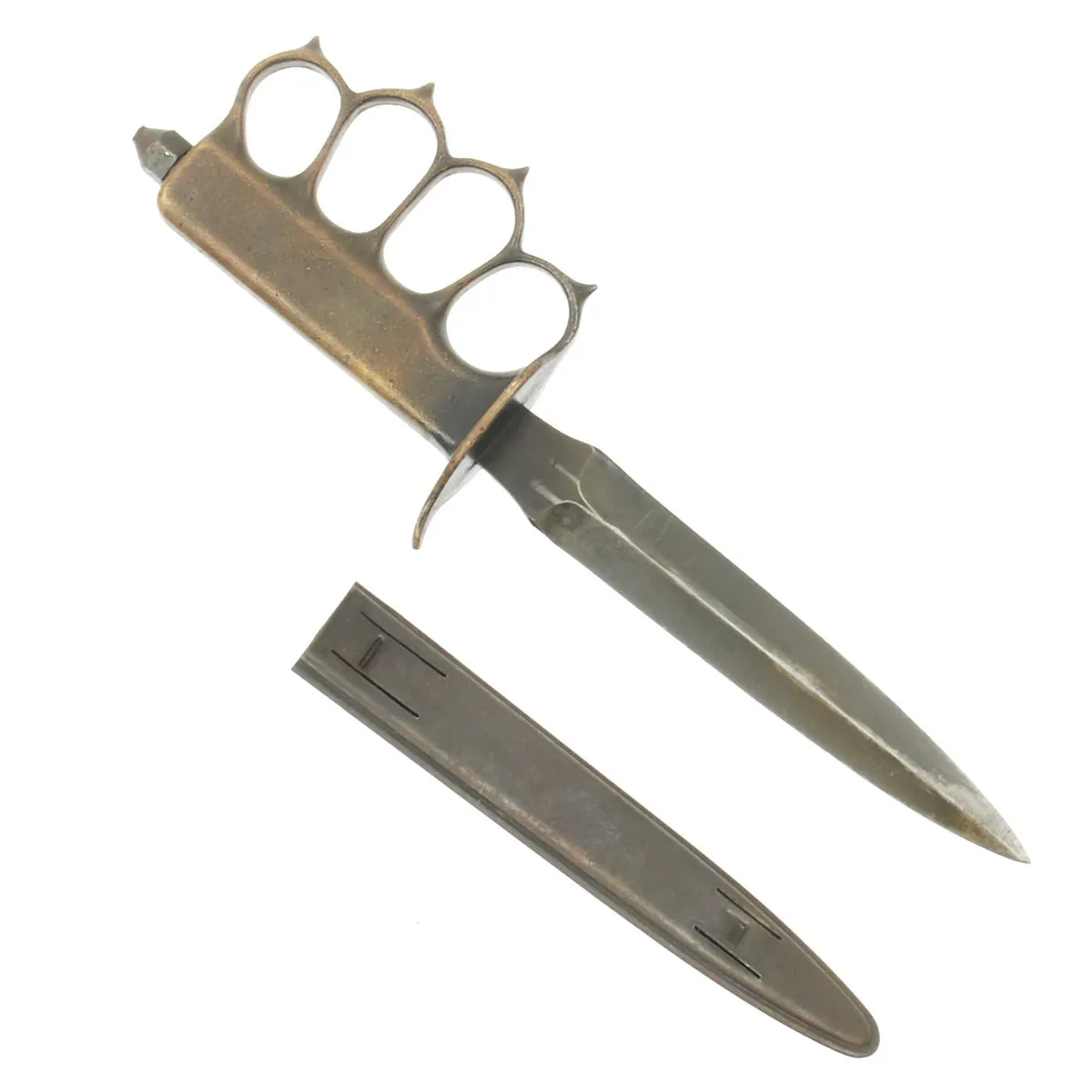 Original U.S. WWI Model 1918 Mark I Trench Knife by L.F. & C. with Steel Scabbard in Excellent Condition