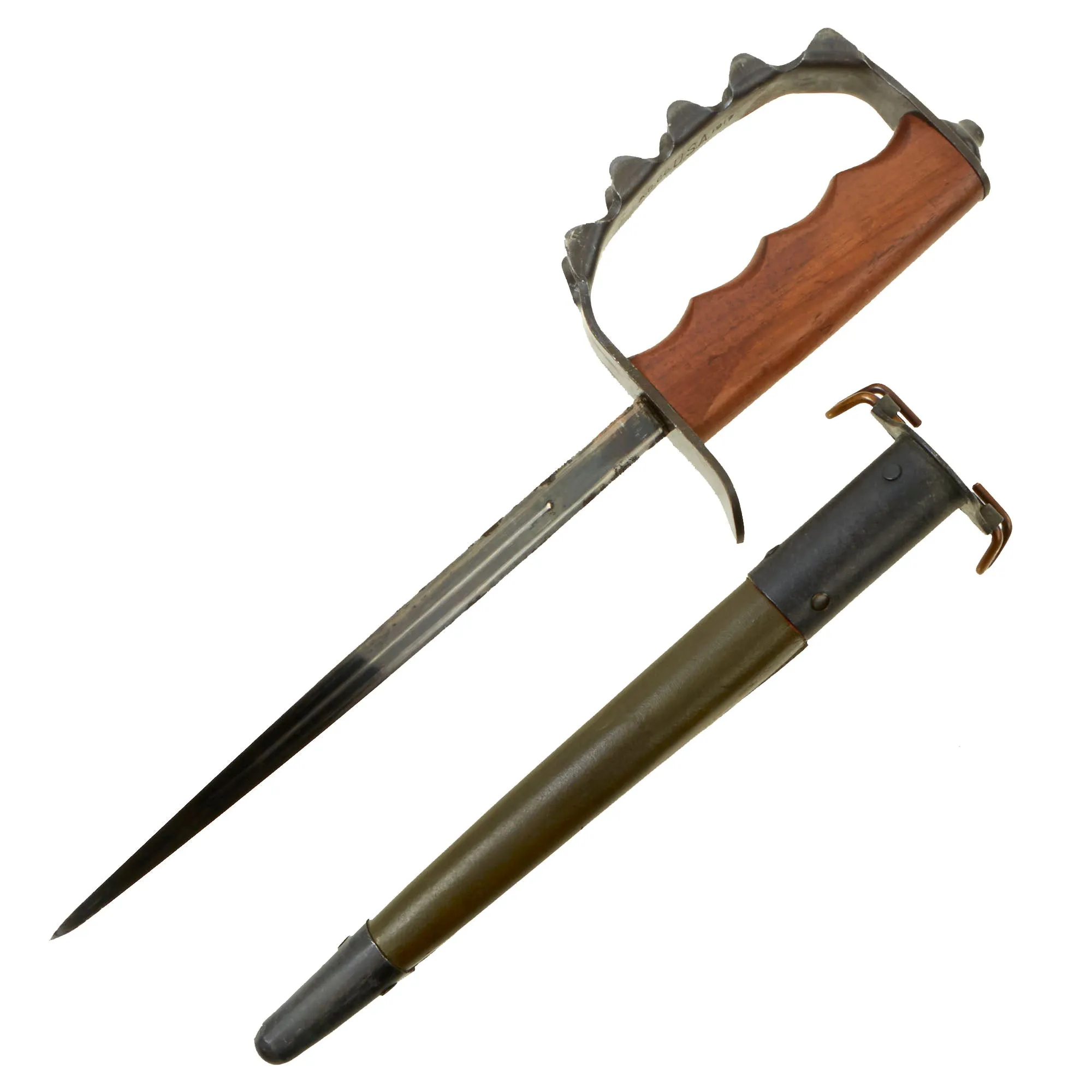 Original U.S. WWI Unissued M1917 Trench Knife by American Cutlery Company with Scabbard by Jewell dated 1918