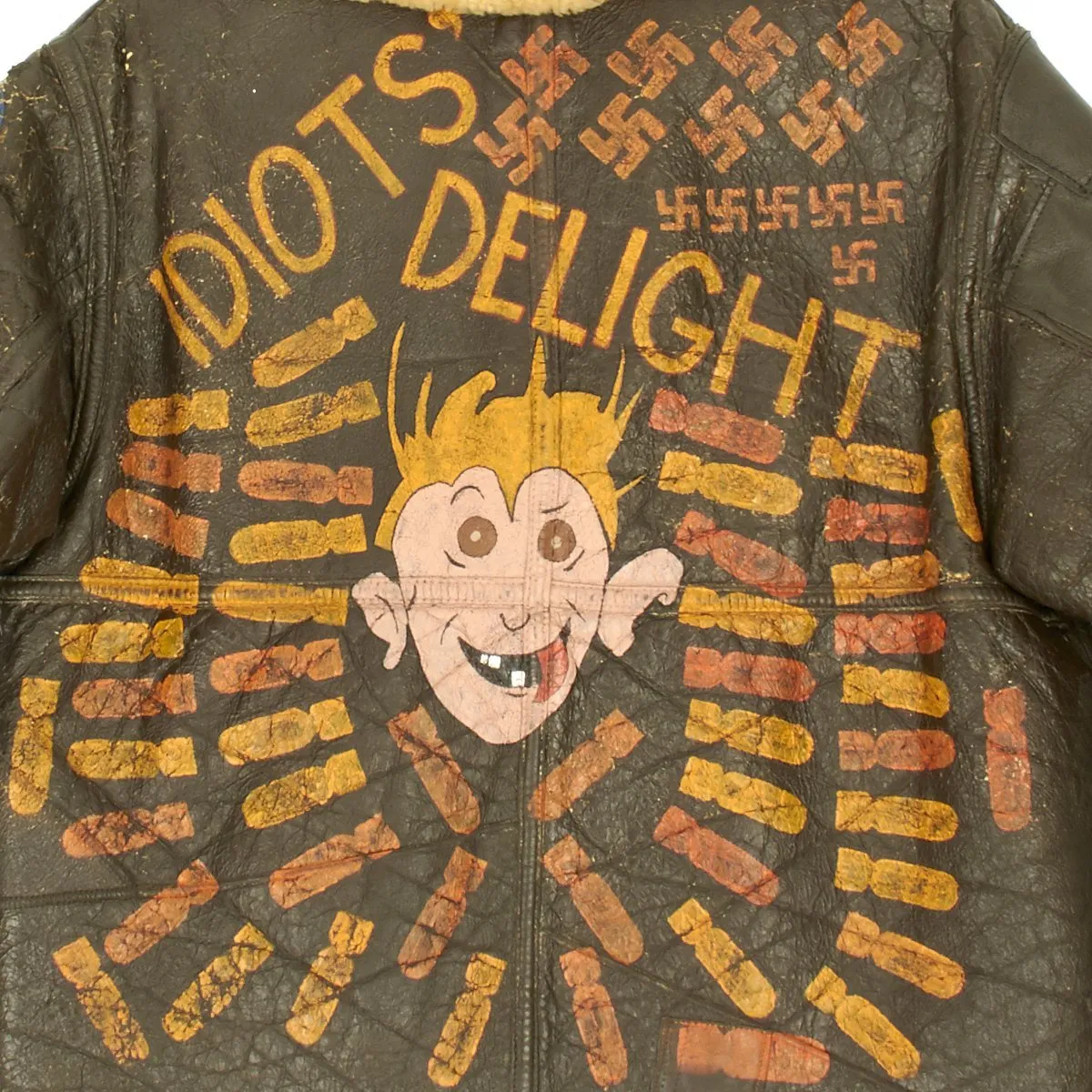 Original U.S. WWII B-17 Idiots Delight Painted Type D-1 Sheepskin Jacket