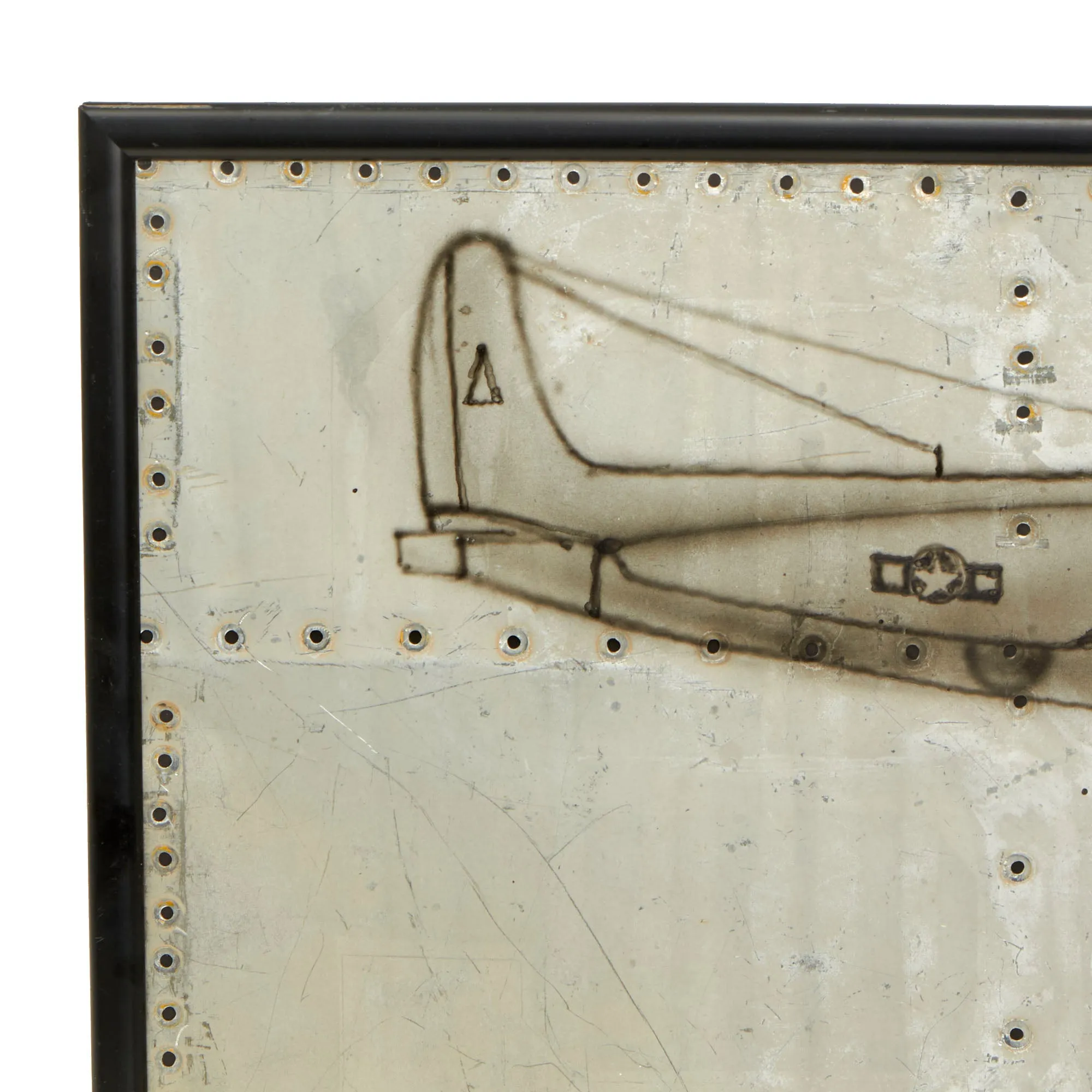 Original U.S. WWII Framed Aircraft Skin “Trench Art” P of B-17 “T For 10”, Signed Post War by POW (Artist) T/sgt Earl W. Osborne (Top Turret Gunner/Engineer), Shot Down April 28, 1944 and Sent to Stalag Luft 17b - 27” x 13”