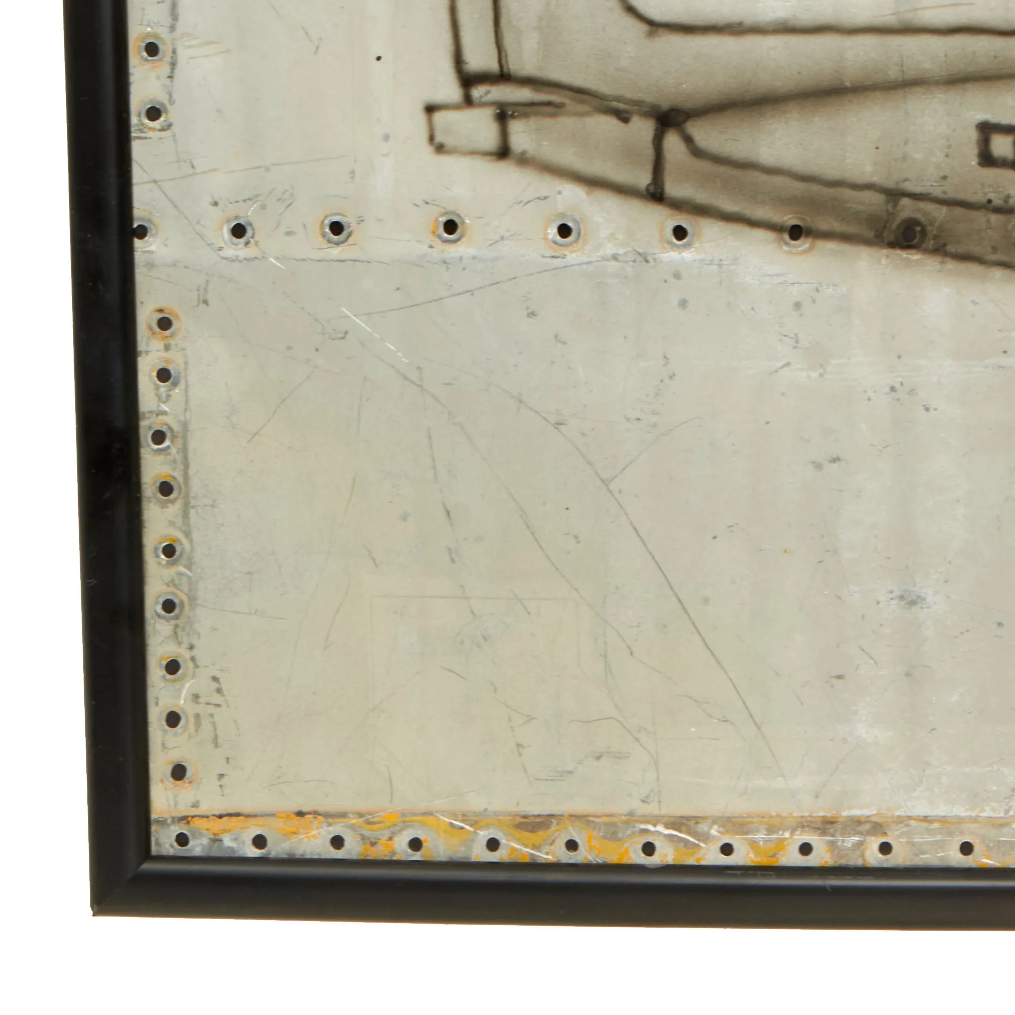 Original U.S. WWII Framed Aircraft Skin “Trench Art” P of B-17 “T For 10”, Signed Post War by POW (Artist) T/sgt Earl W. Osborne (Top Turret Gunner/Engineer), Shot Down April 28, 1944 and Sent to Stalag Luft 17b - 27” x 13”