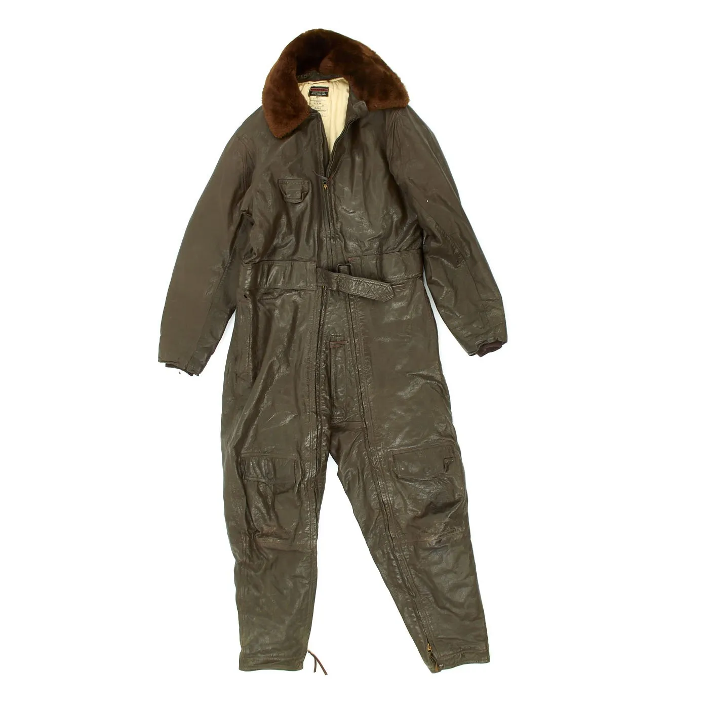 Original U.S. WWII Navy CFN-24 Colvinex Leather Heavy Flight Suit