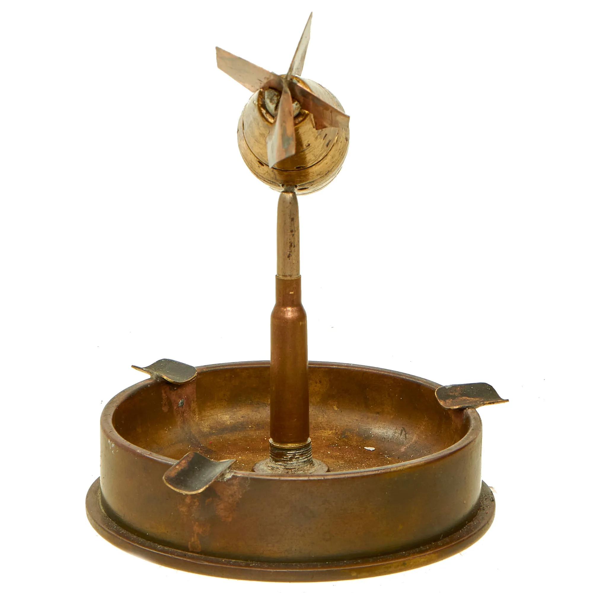 Original U.S. WWII Trench Art Ashtray With “Bomb” Constructed Out of Multiple Type 88 Fuses With US 105mm Base