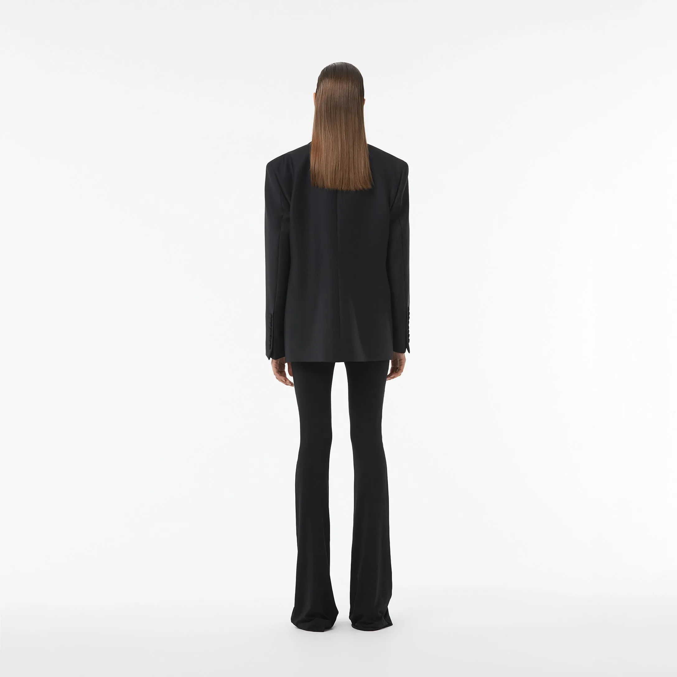 OVERSIZED DOUBLE-BREASTED BLAZER IN BLACK WOOL GABARDINE