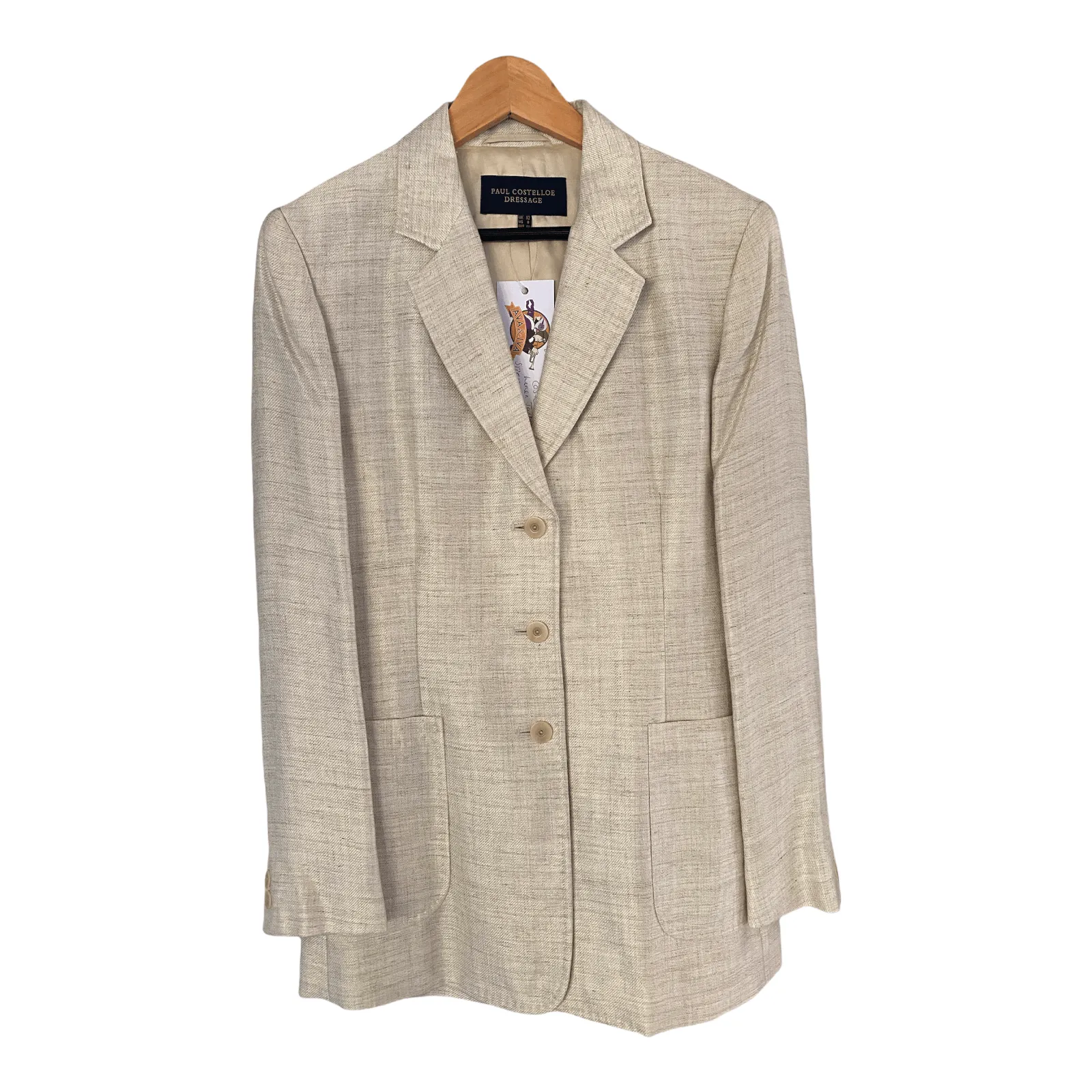 Paul Costello Dressage Linen Mix Single Breasted Jacket Biscuit UK Size 12