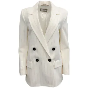 Peserico Cream / Silver Striped Double Breasted Blazer