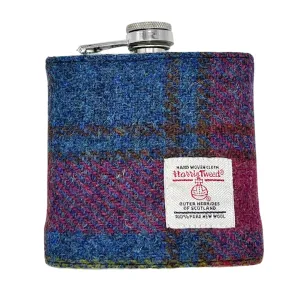 PINK AND BLUE HARRIS TWEED HIP FLASK