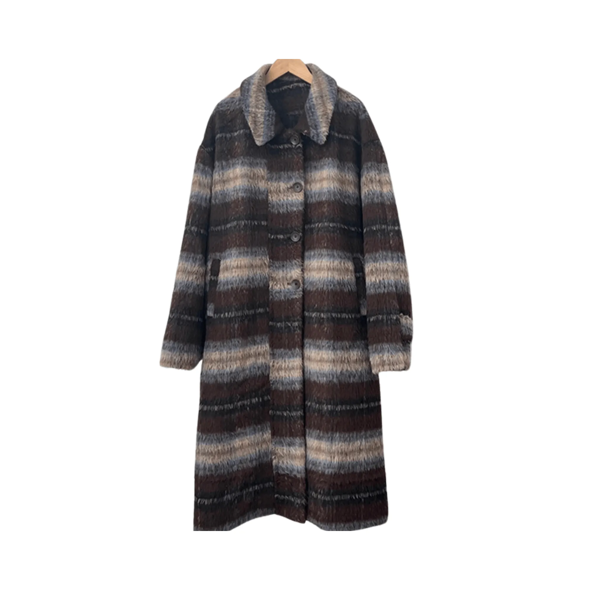 Pre Order:  Brown Plaid Single-Breasted Coat