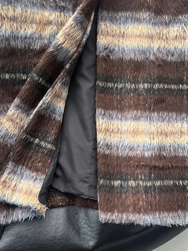 Pre Order:  Brown Plaid Single-Breasted Coat