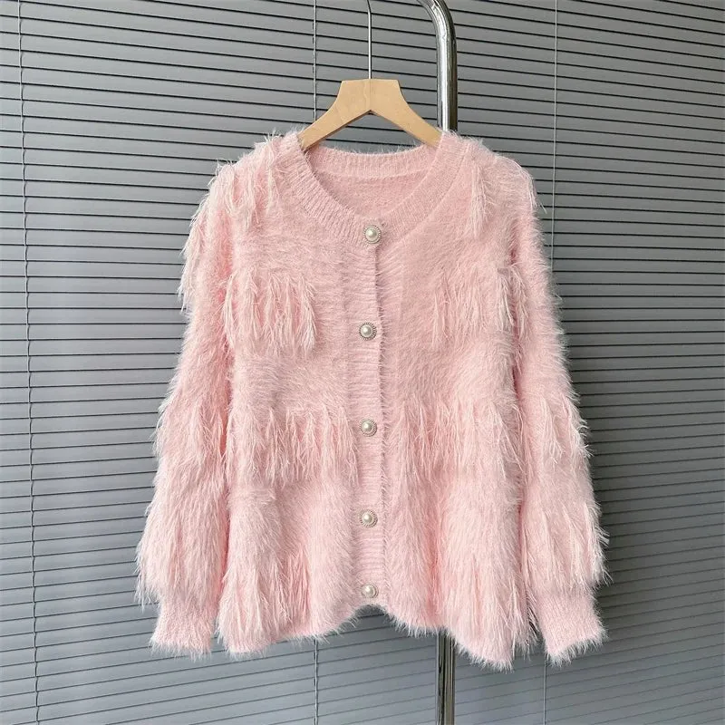 Pre Order:  Faux Mink Velvet Knit Jacket