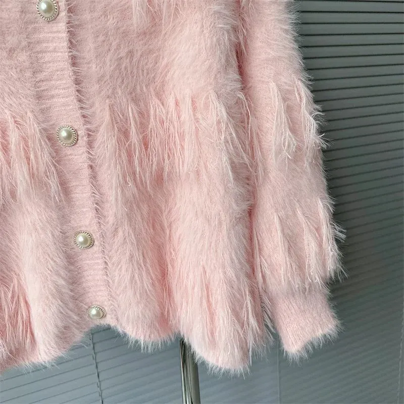 Pre Order:  Faux Mink Velvet Knit Jacket