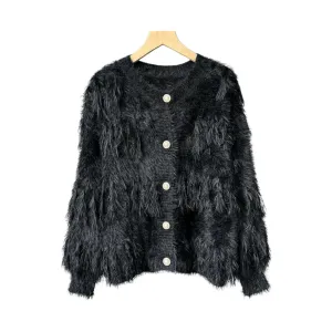 Pre Order:  Faux Mink Velvet Knit Jacket