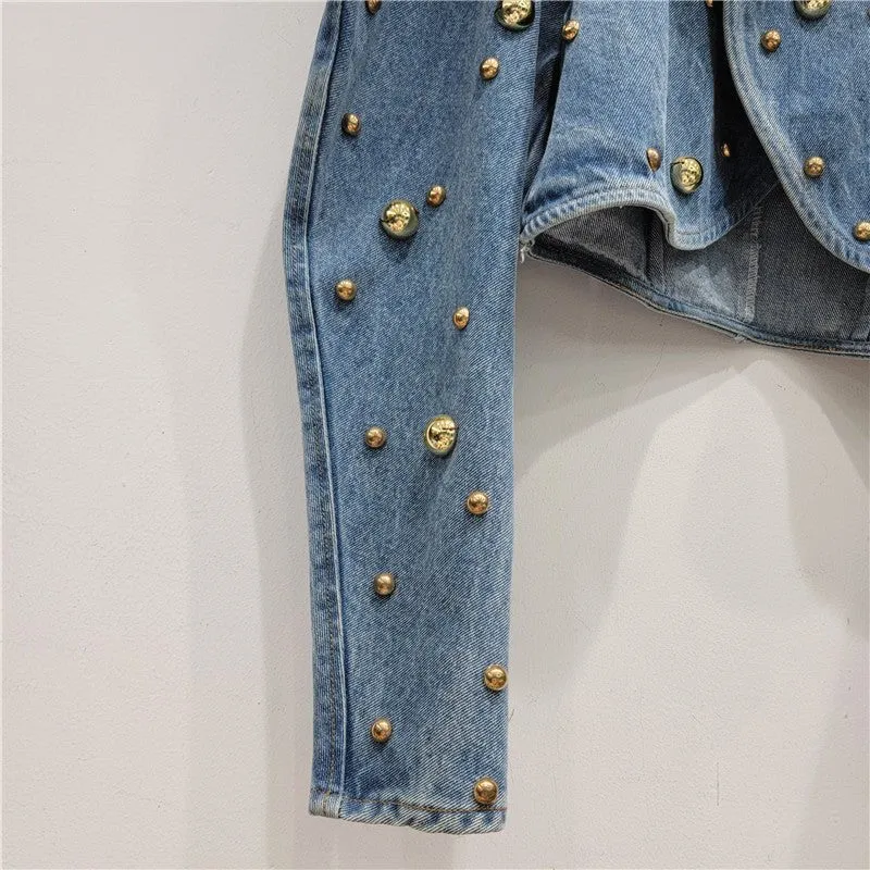 Pre Order:  Gold Studs Puff Sleeve Jacket