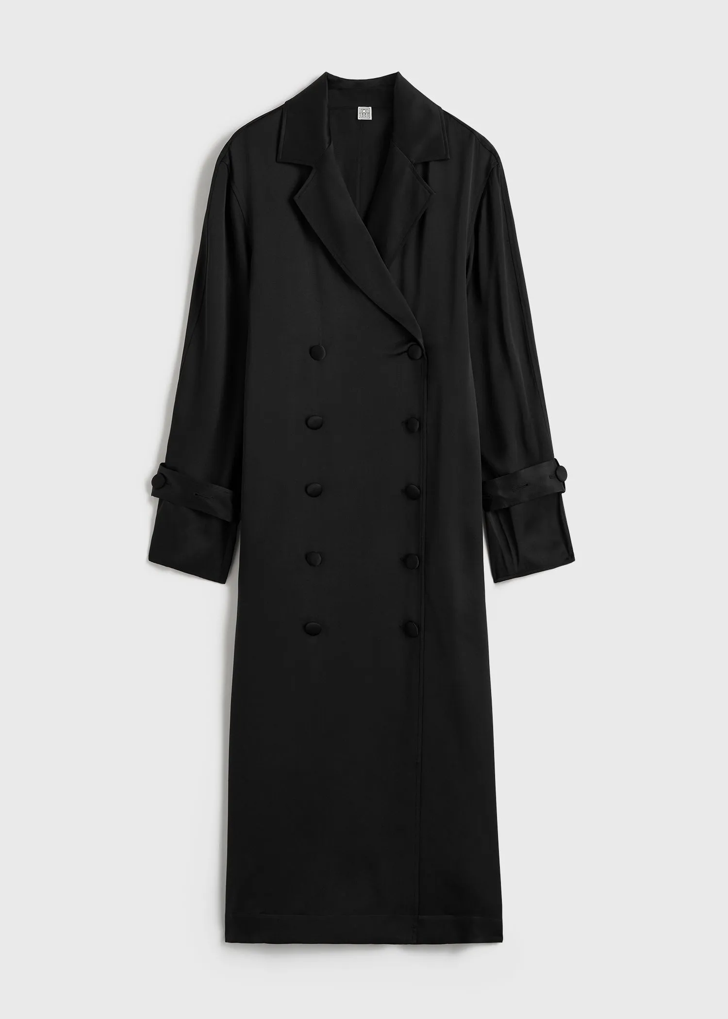 Satin trench dress black