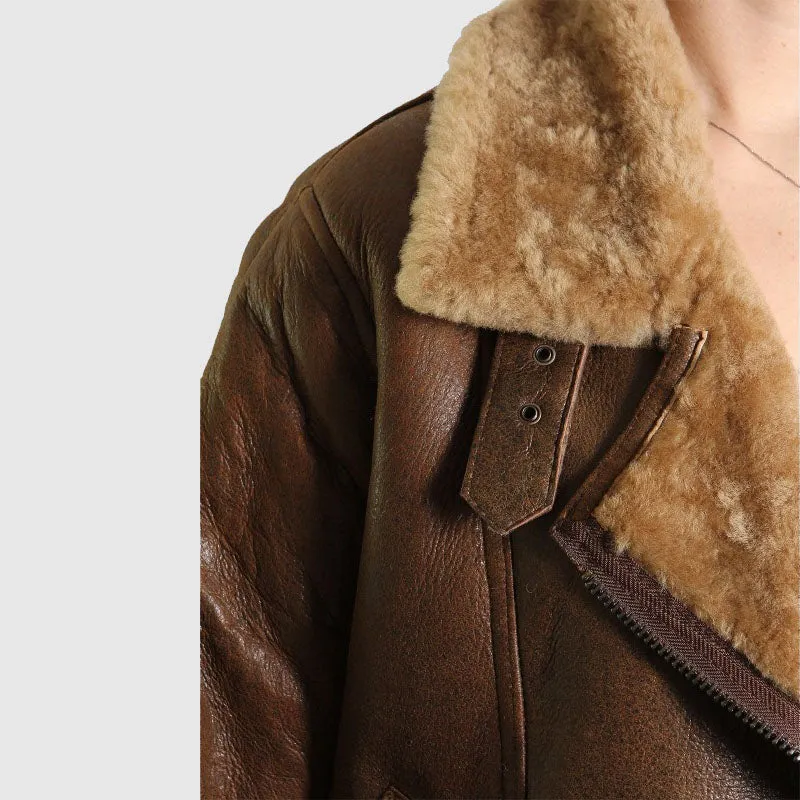 Shop Best Leather Sheepskin Shearling Jacket Womens | B3 WW2 Aviator Flying Jacket