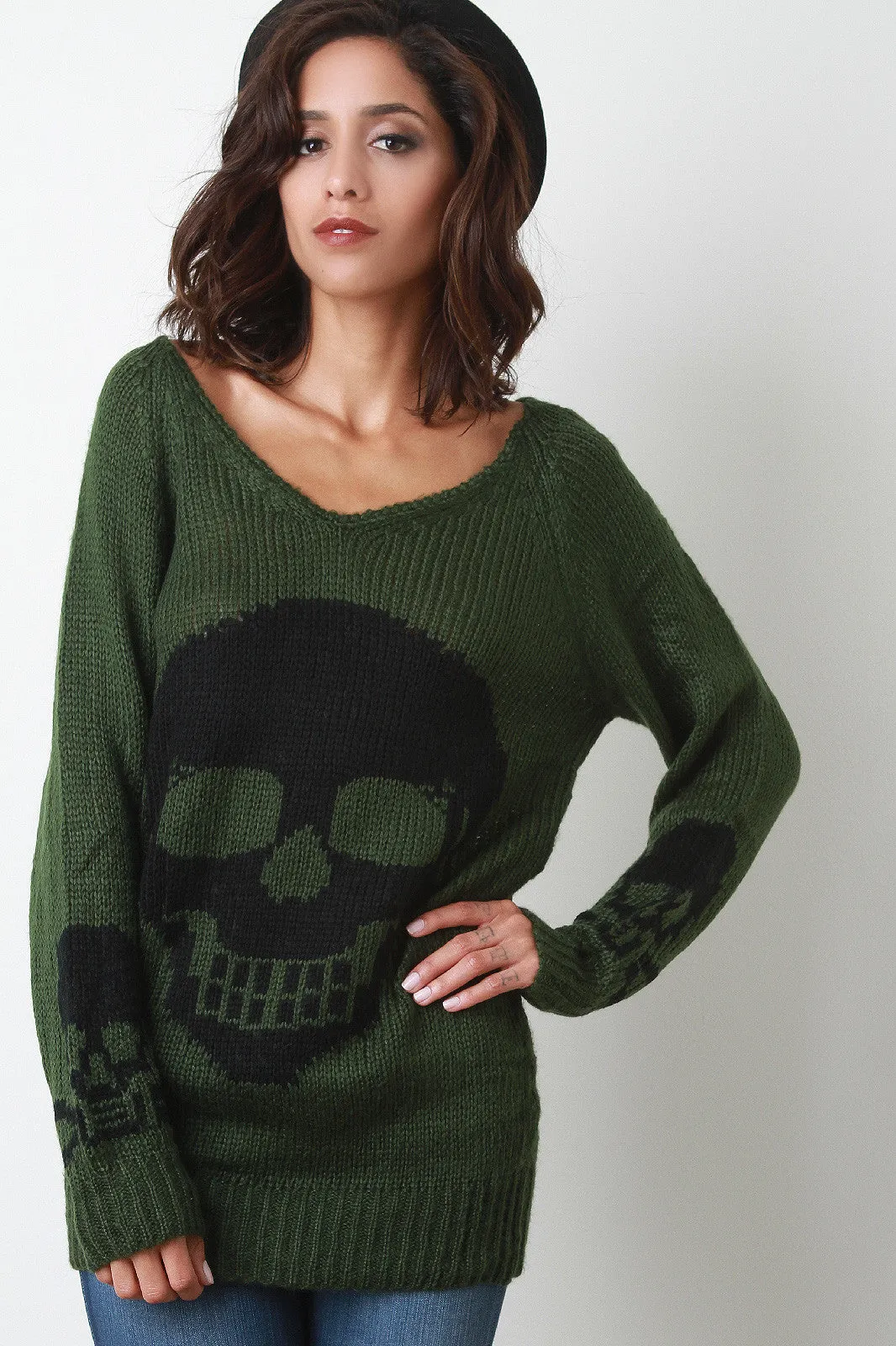 Skull Head Knitted Sweater Top