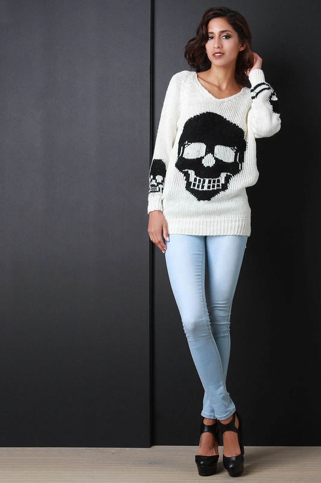 Skull Head Knitted Sweater Top