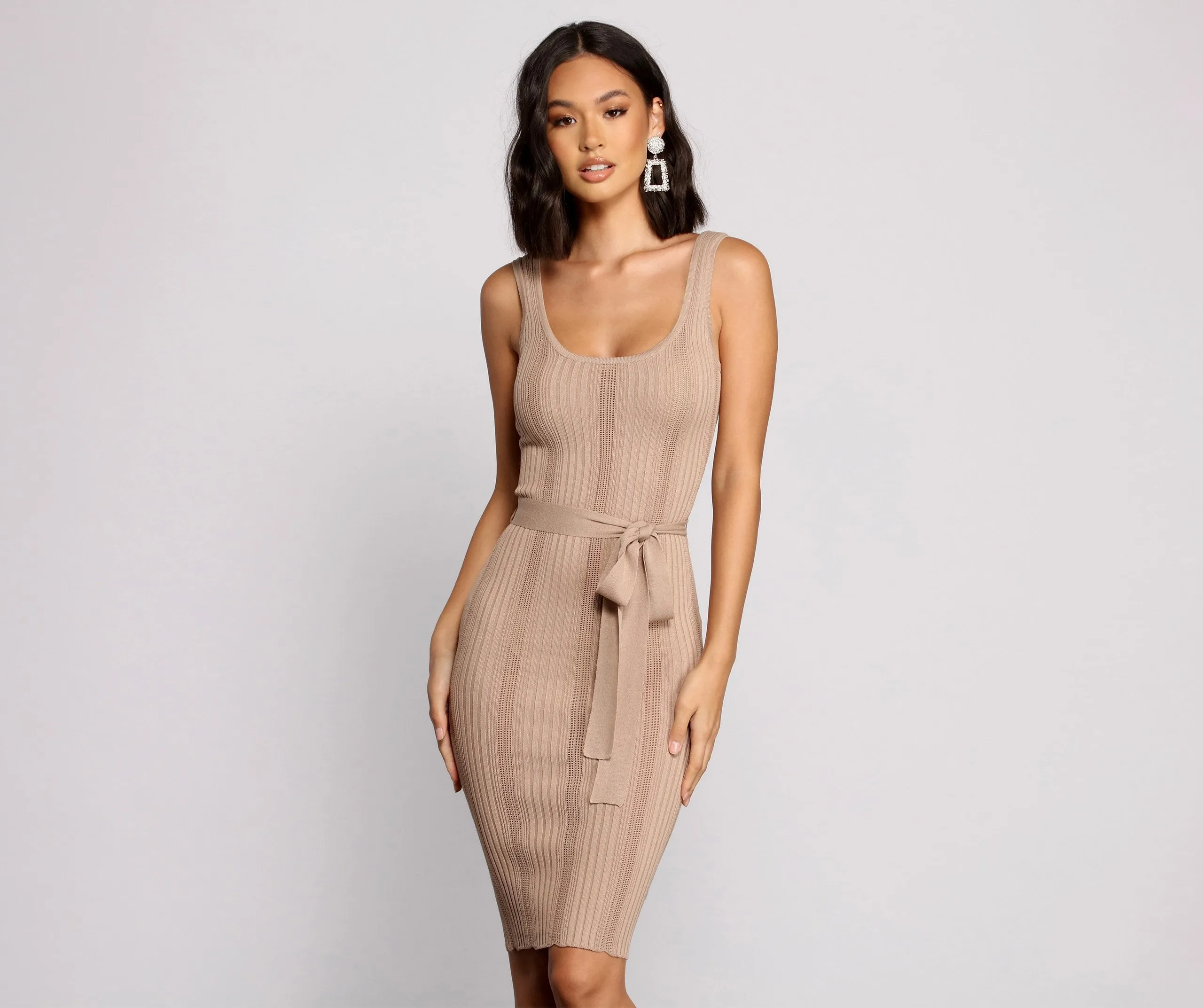 Slay In Style Ribbed Scoop Neck Midi Dress