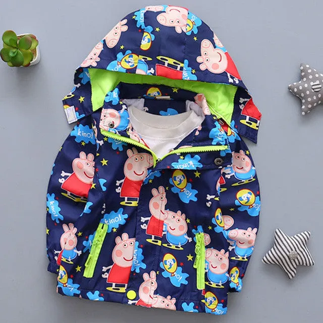 Spring children's clothes boy girl pink pig Hooded jackets windbreaker kids clothes trench coat girl costume long sleeve hooded