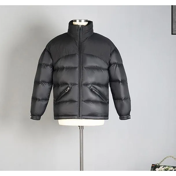 Stand-Up Collar Full Zip Color Block Down Jacket