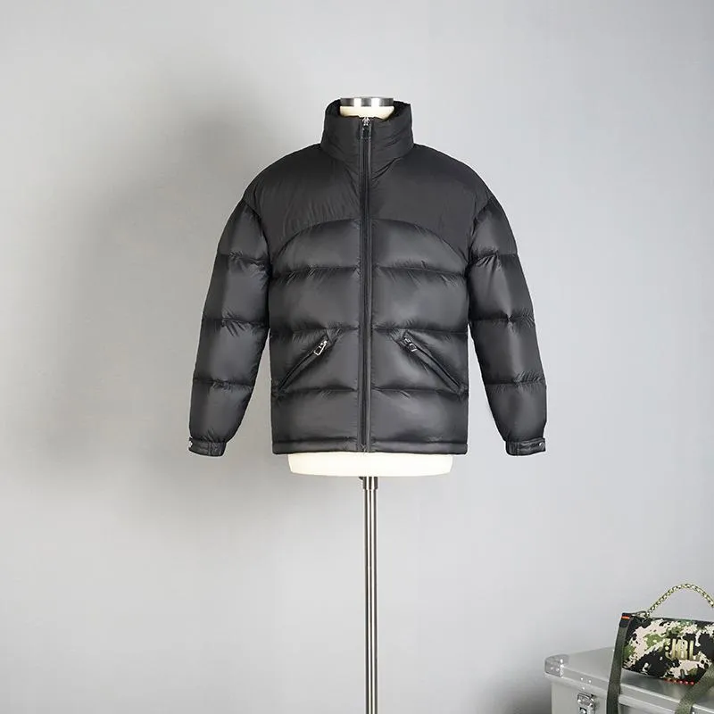 Stand-Up Collar Full Zip Color Block Down Jacket