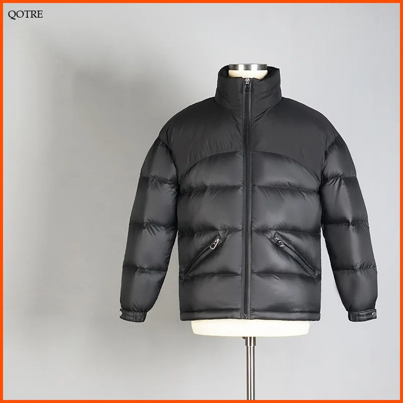 Stand-Up Collar Full Zip Color Block Down Jacket