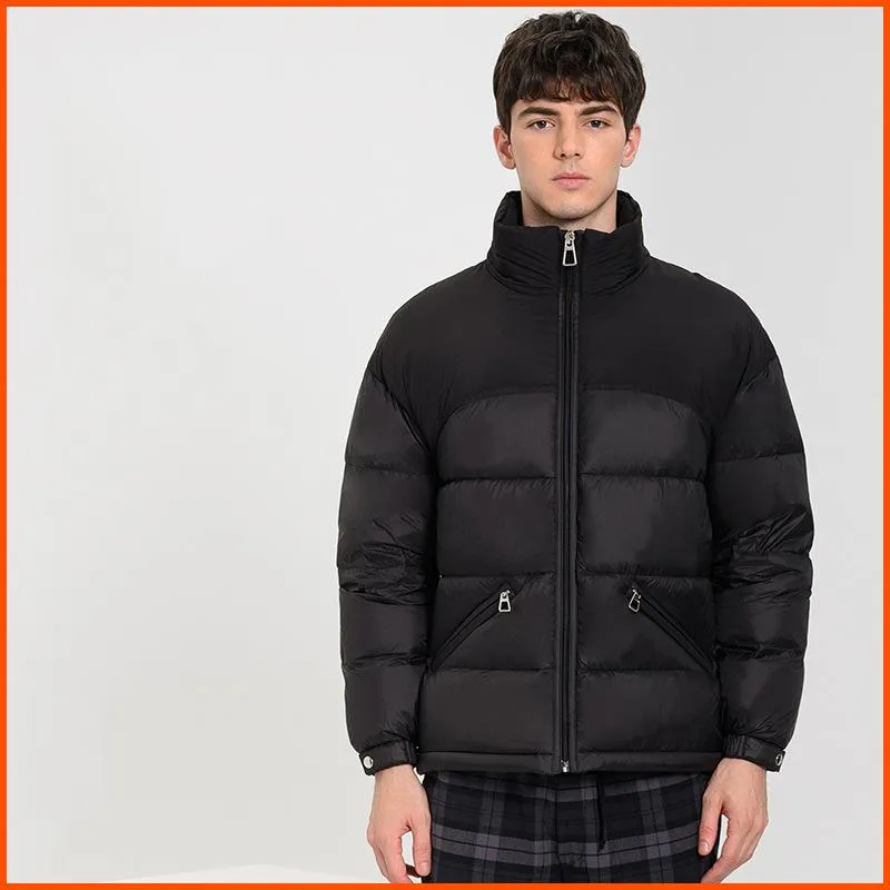 Stand-Up Collar Full Zip Color Block Down Jacket