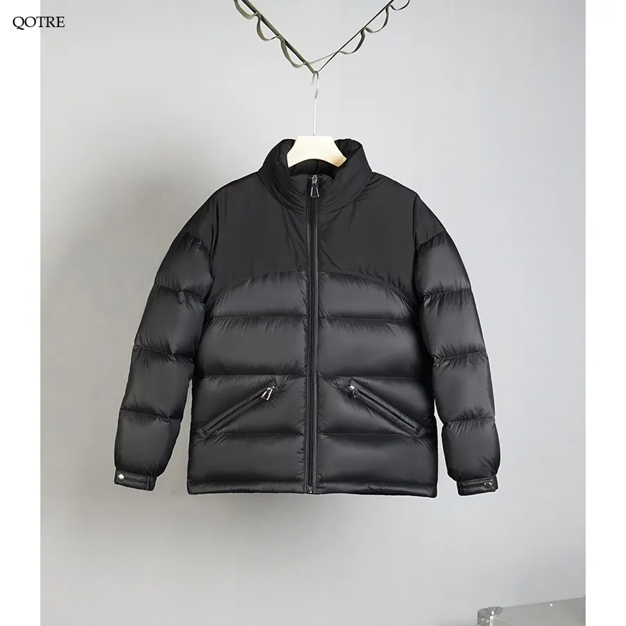 Stand-Up Collar Full Zip Color Block Down Jacket