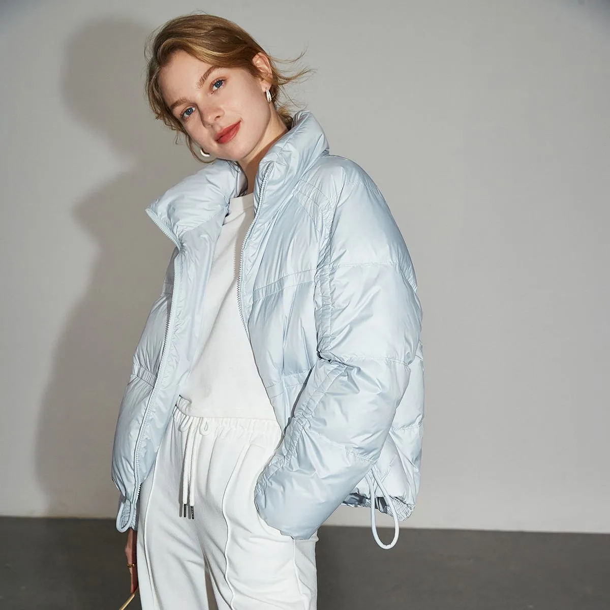 Stand-Up Collar Windproof Cropped Down Jacket