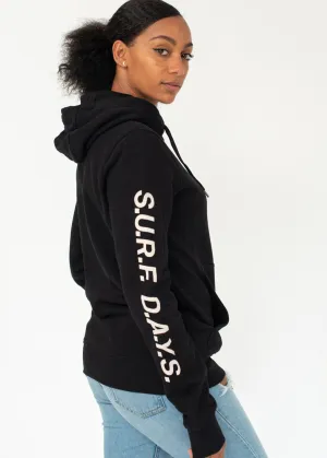 Surf Days Black Hooded Sweatshirt