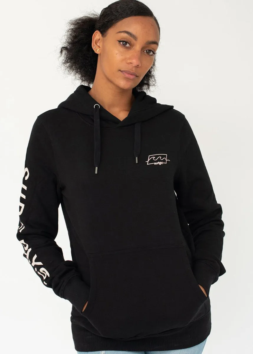 Surf Days Black Hooded Sweatshirt