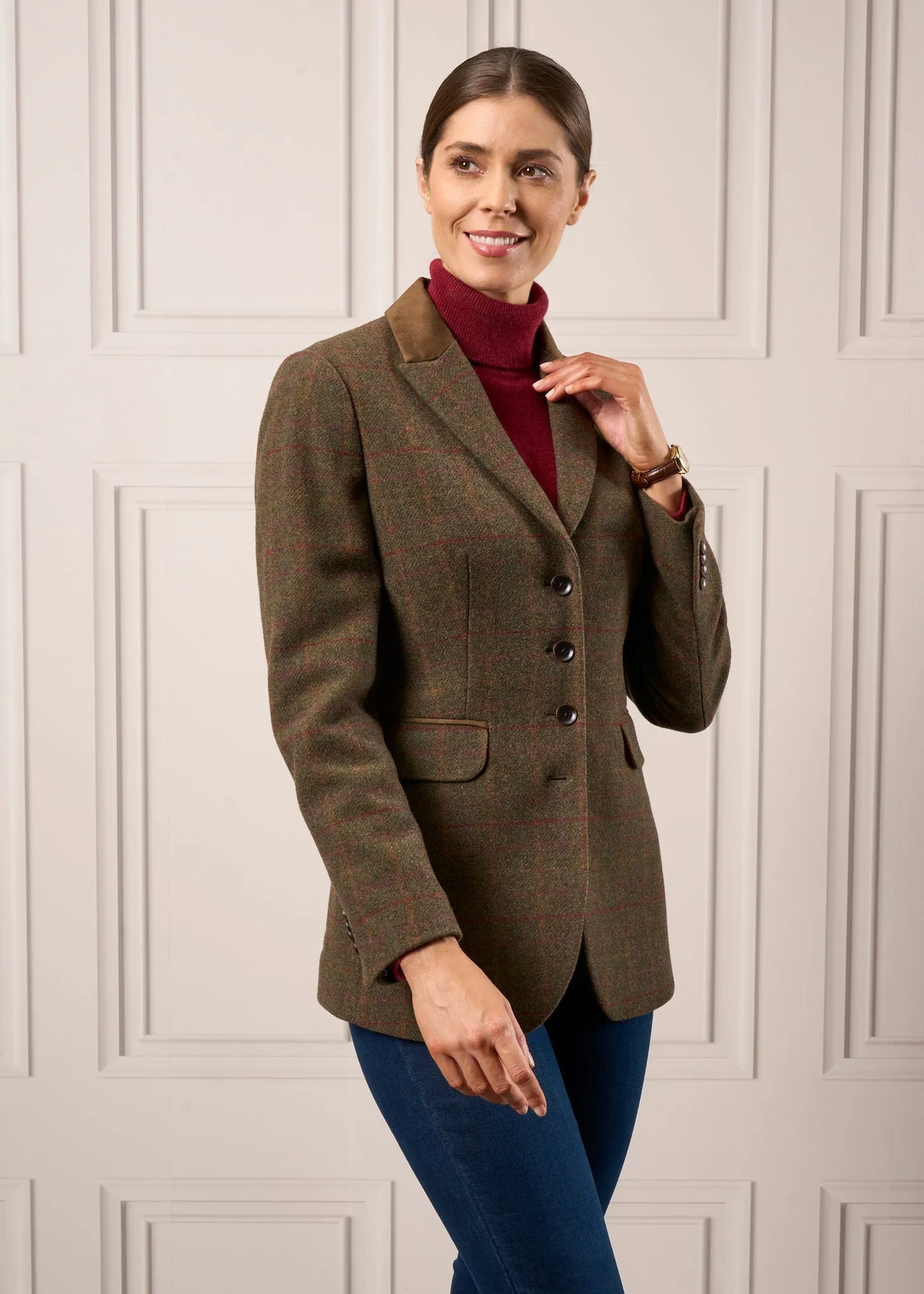 Surrey Ladies Tweed Blazer In Hemlock - Regular Fit