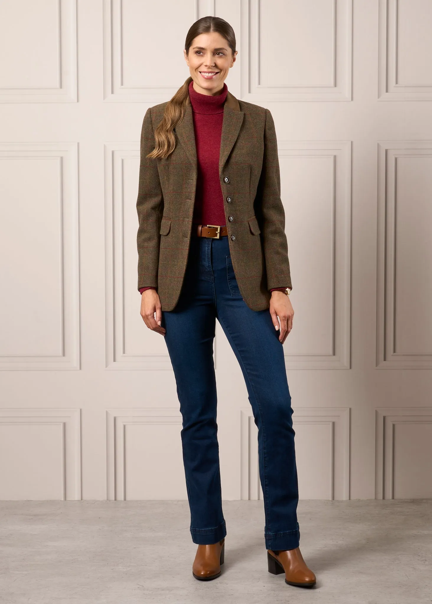 Surrey Ladies Tweed Blazer In Hemlock - Regular Fit